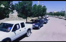 رژه خودرویی مردم راسک در حمایت رزمندگان